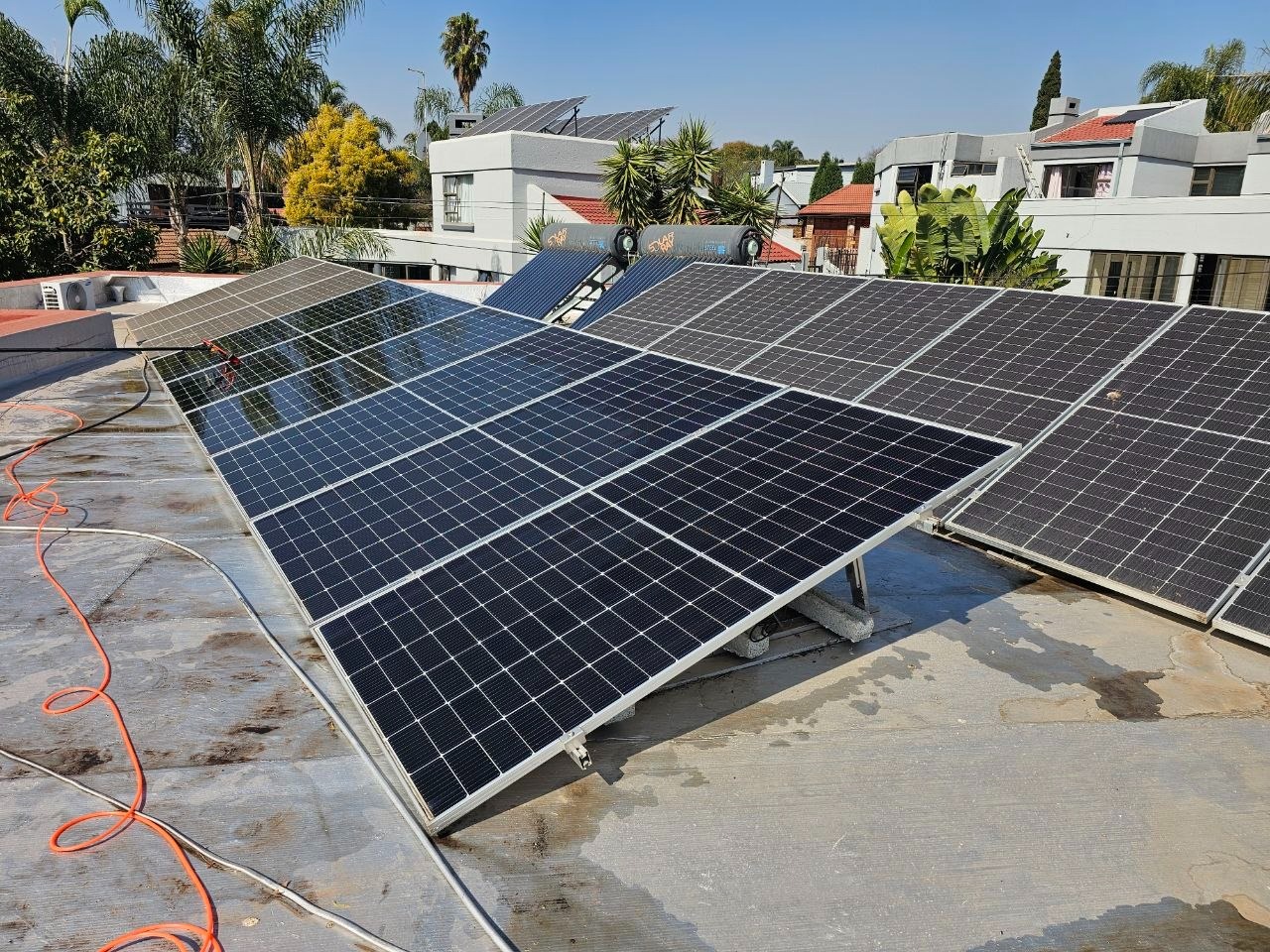 Solar panel cleaning project — Tilted residential array