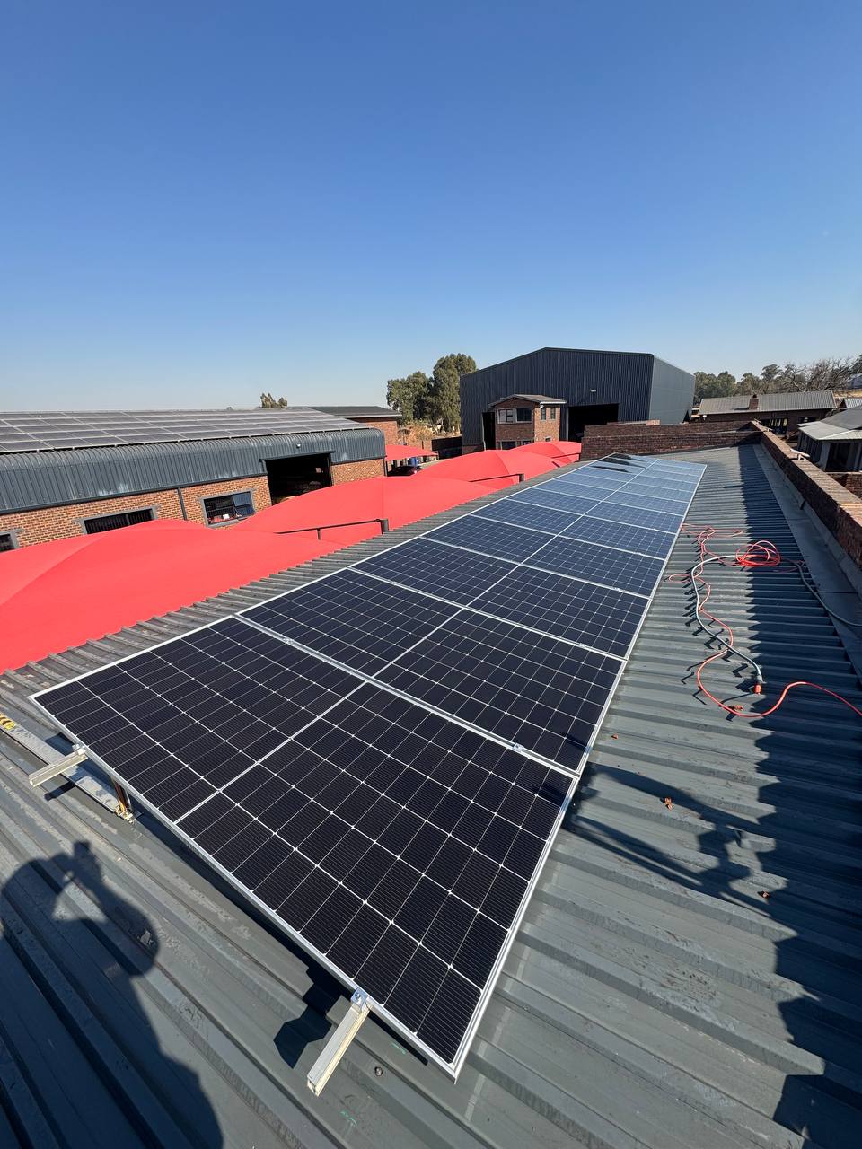Solar panel cleaning project — Freshly cleaned commercial array