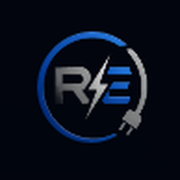 RobCon Electrical’s original blue and silver circular emblem on a dark background